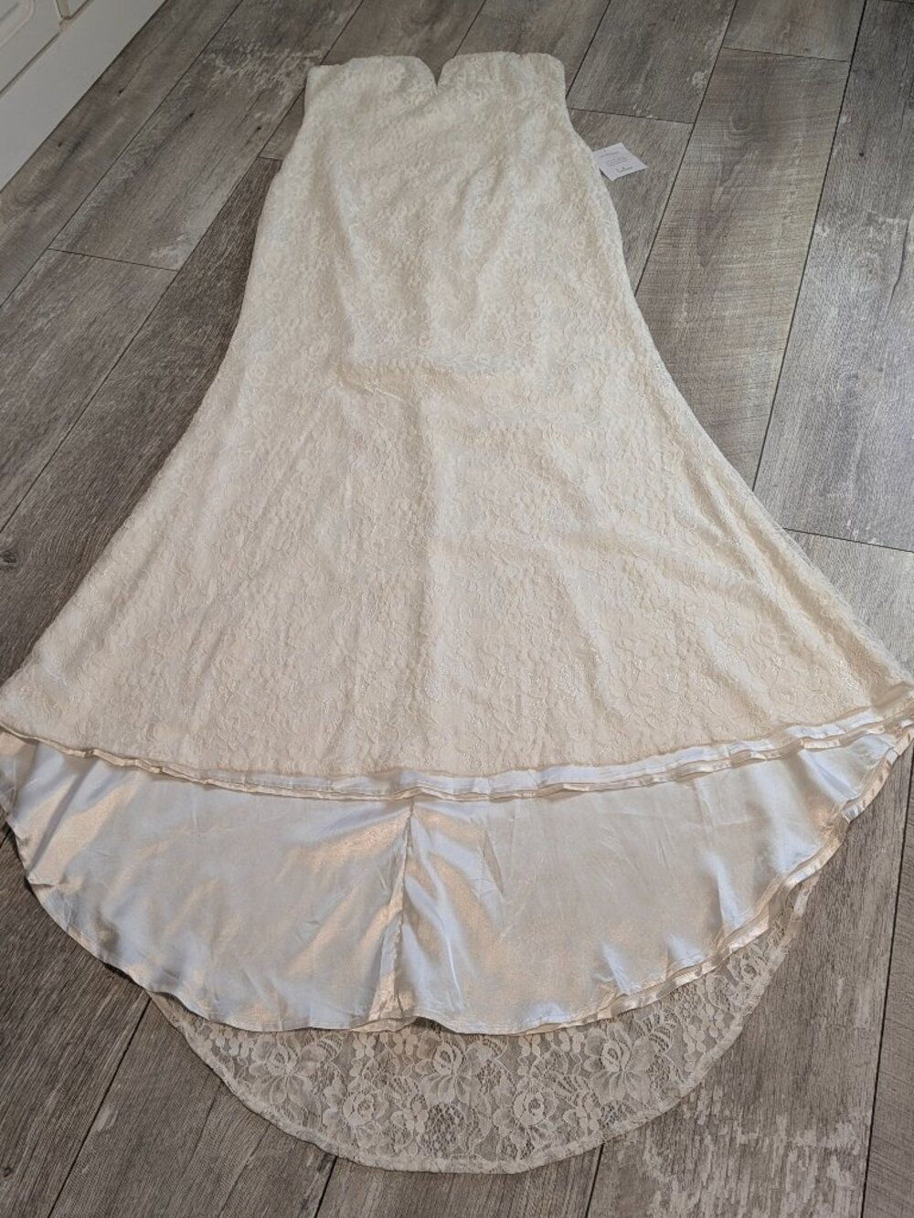 Lulus Gorgeous Love Lace Strapless Mermaid Wedding Dress XL Sweetheart Train NWT - Picture 4 of 14